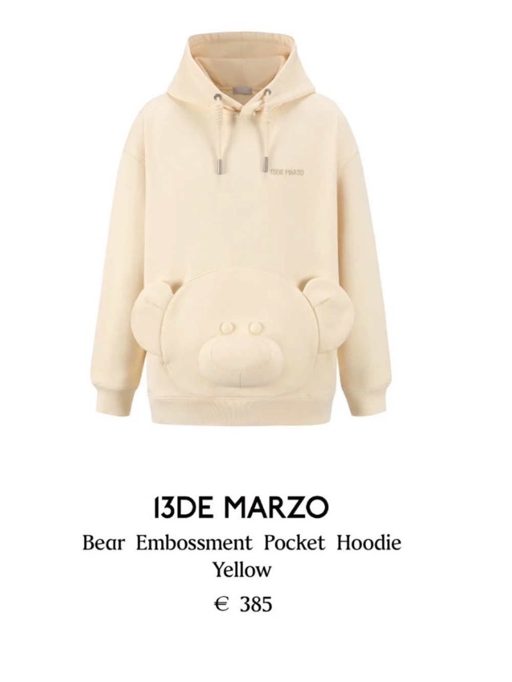13DE Marzo Bear Embossed Hoodie NWT - Picture 1 of 8